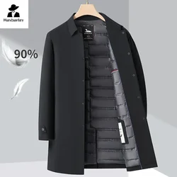 Piumino di fascia alta da uomo invernale business casual risvolto di media lunghezza 90 piumino d'anatra bianco Parka abiti maschili di lusso cappotto caldo spesso