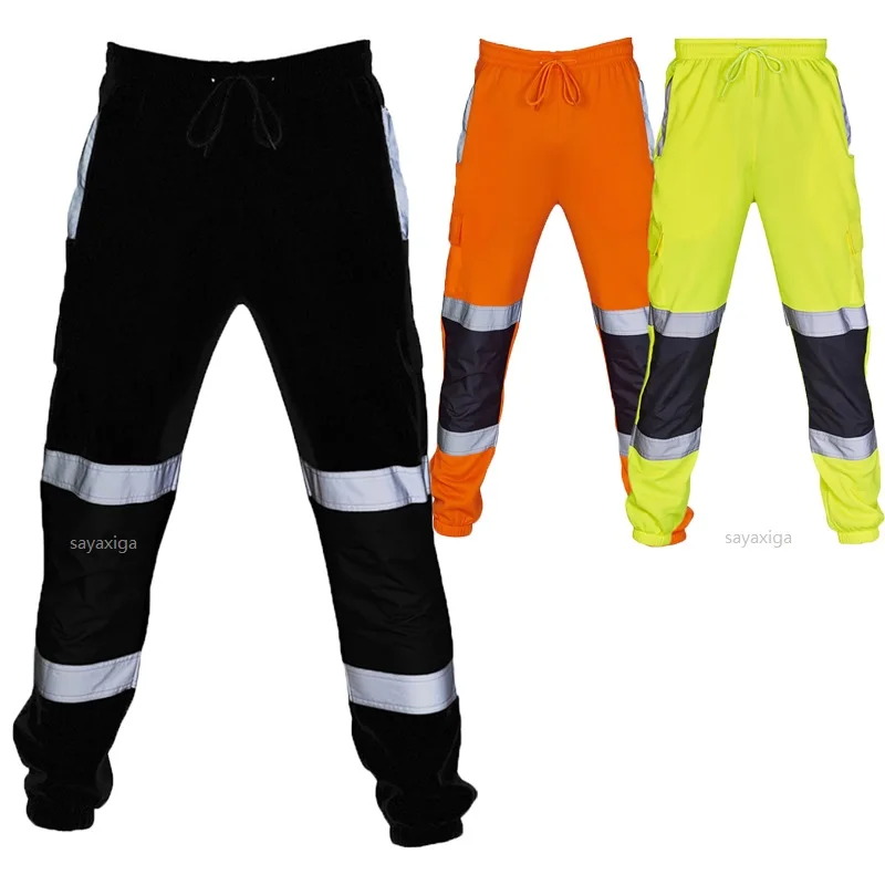 Pantalones de tiras reflectantes para hombres, ropa de trabajo de alta visibilidad, pantalones de seguridad para construcción de carreteras