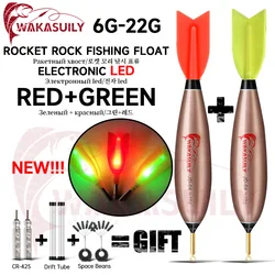 2025 New Rock Fishing Float 2-Piece Electronic LED Night Light Float Eye-Catching 3-Corner Green/Red Luminous Fishing Equipment
