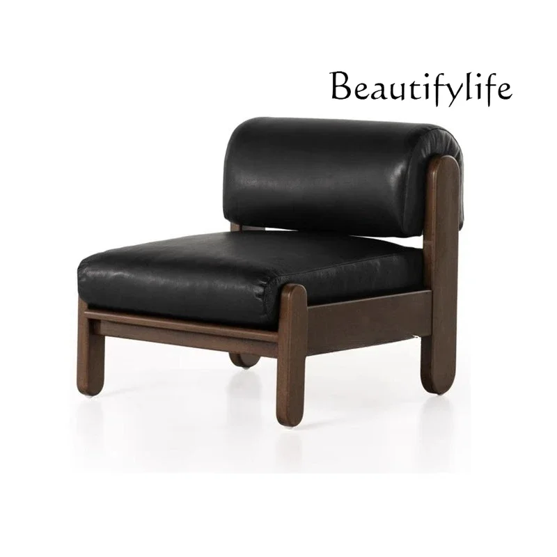 

Medieval designer light luxury minimalist high-end solid wood backrest restaurant B & B single leisure fashion