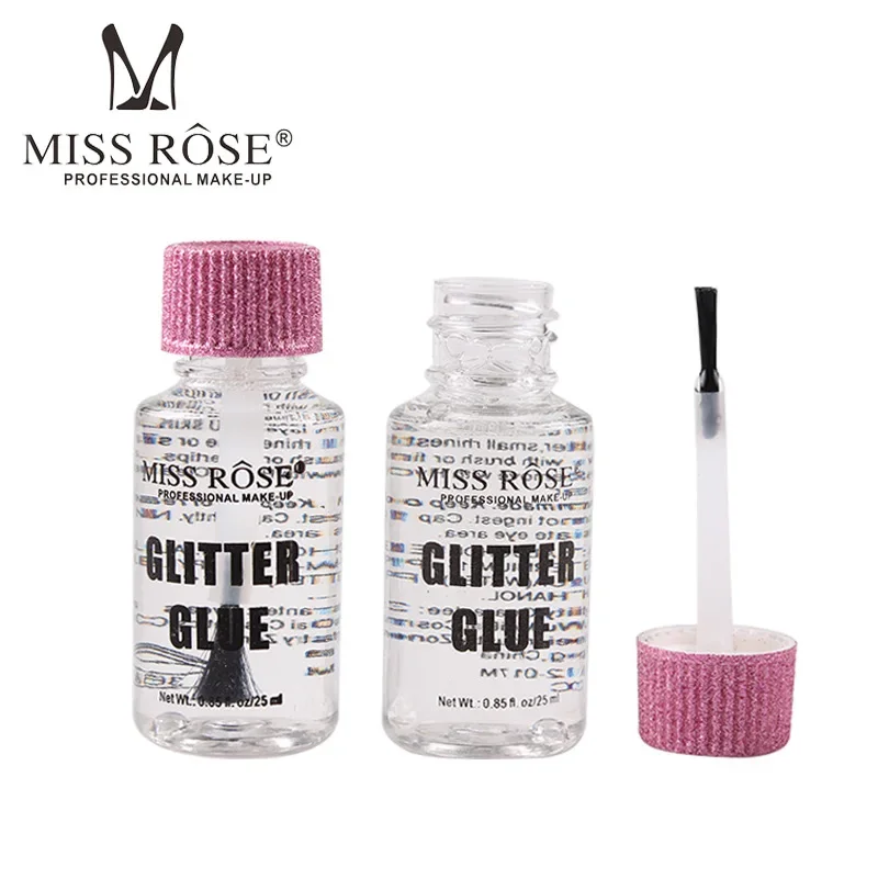 Miss rose rosto & corpo fix gel solto sombra primer cola maquiagem glitter sombra de olho em pó base de secagem rápida cola io 0.85oz/25ml