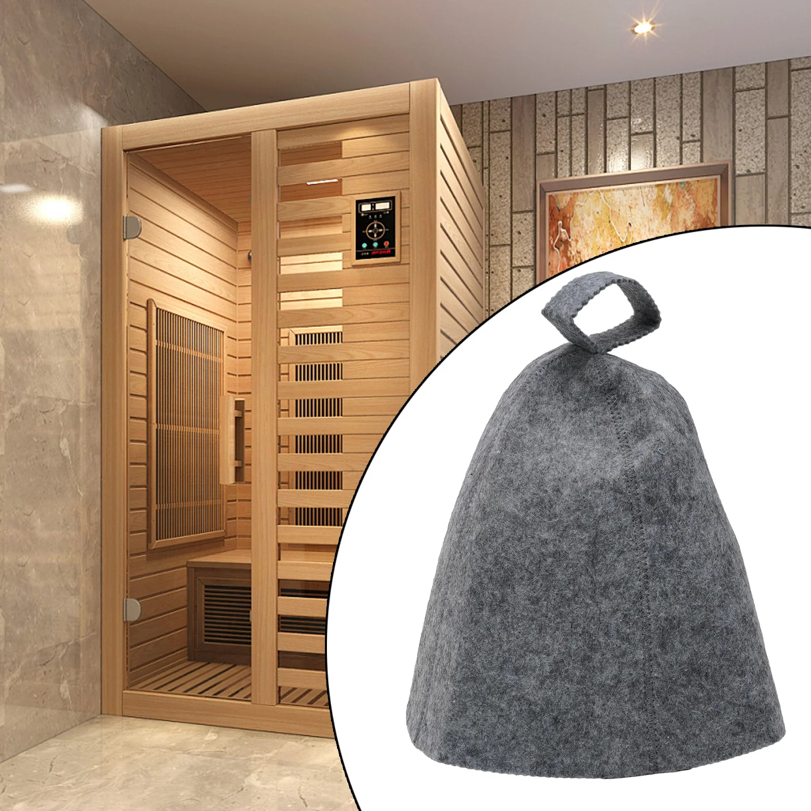 Wool Cap Sauna Hat Felt Foldable Grey Porosity Protection Shower Spa Bath With Hanging Loop 1pcs 27.6*9.1inches