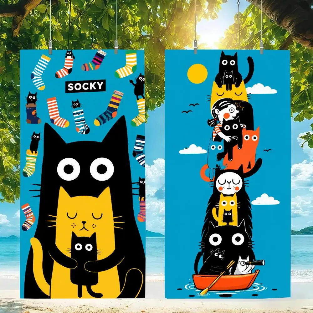 Pattern Merle Goll Cat Towel Microfiber beach towel, quick-dry, sand-free, ultra-fine fiber, super soft.