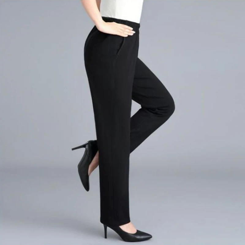 Middle-aged Women Trousers Casual Loose Elastic High Waist Pants Warm Female Spring Autumn Winter Pants Pantalon Femme 5XL