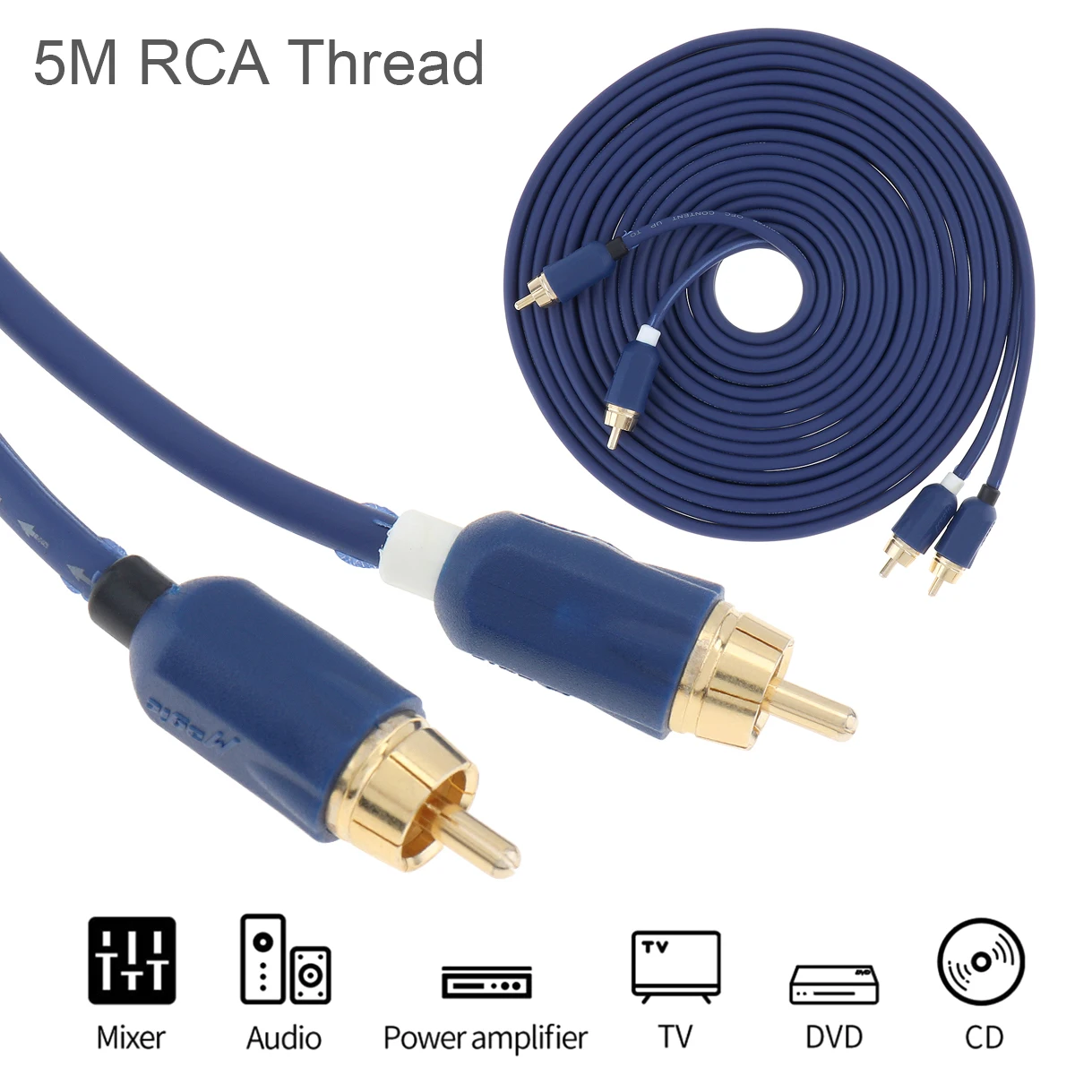 

Male to 2RCA Stereo Audio Cable Gold-Plated Compatible with Speaker AMP Turntable Receiver Home Theater Subwoofer