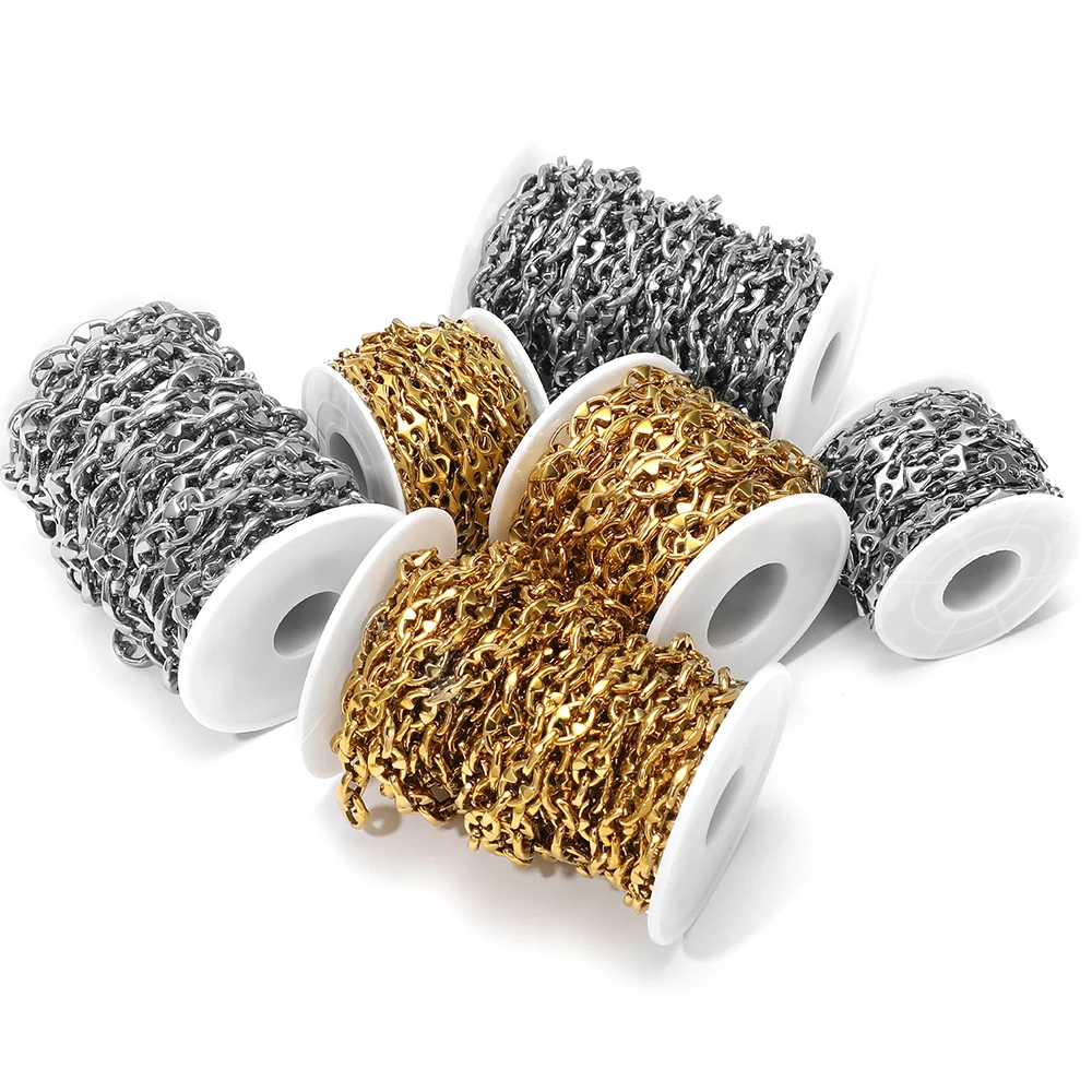 1 متر خالية من النيكل الفولاذ المقاوم للصدأ اليدوية الأنف سلاسل مكتنزة الهيب هوب سلاسل DIY بها بنفسك الحرف مجوهرات قلادة سوار لوازم #2