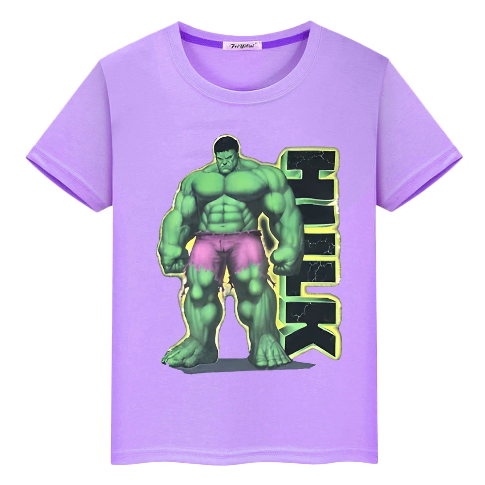 Kaus oblong imut katun 100% gambar cetak Hulk untuk anak-anak laki-laki 10 tahun Kaos Oblong Marvel pride Anime pendek y2k baju anak perempuan