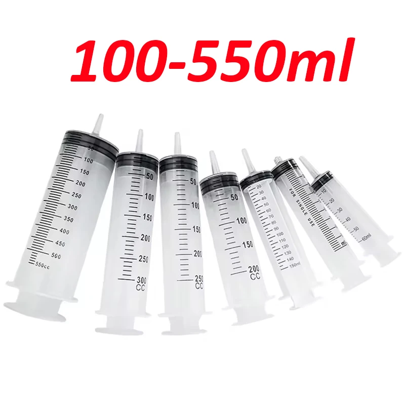 100ml 150 200ml 250ml 300ml 350ml 550ml Large Capacity Syringe Individually Sterile Sealed for Liquid, Scientific Labs, Oil Pump