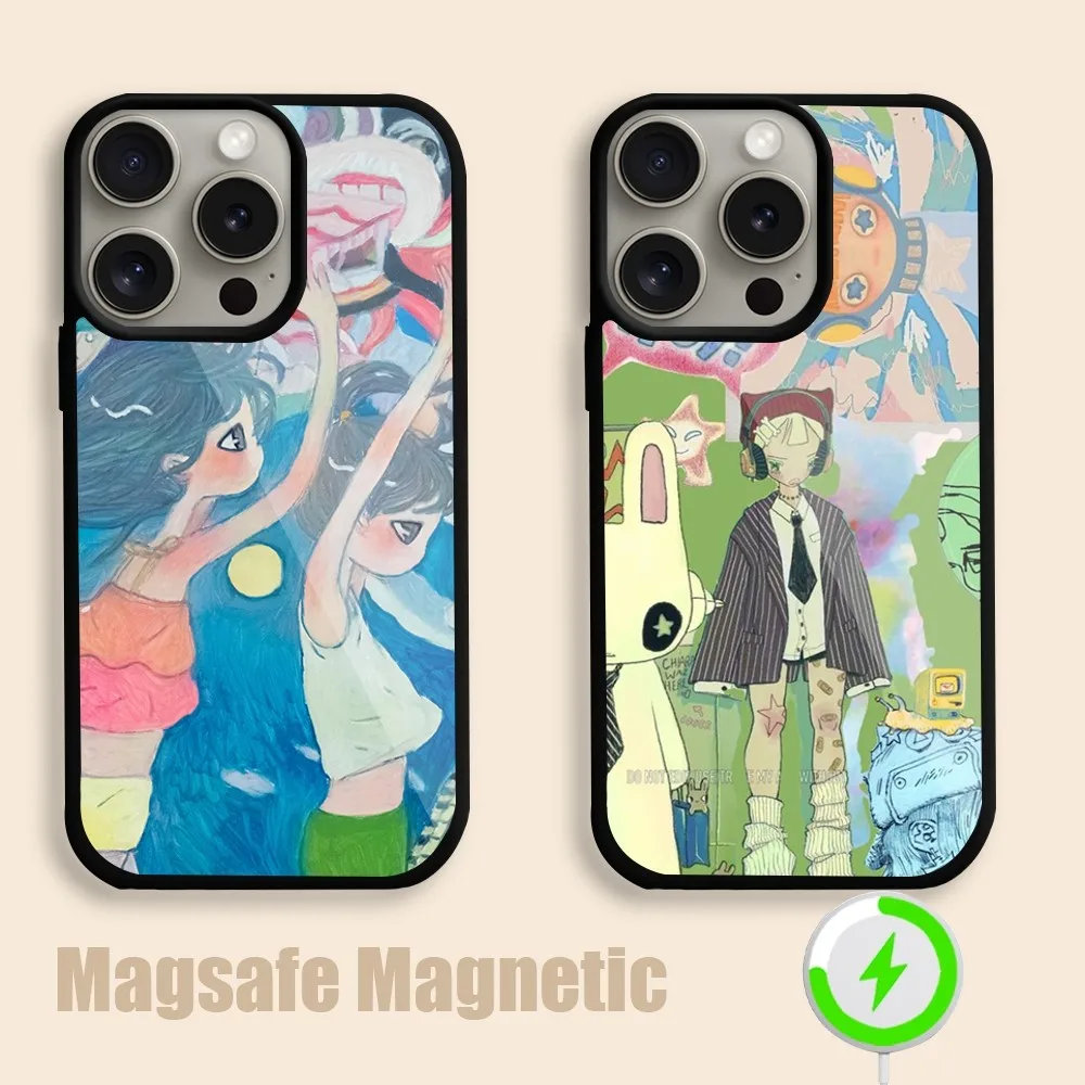 Artistic paintings of Aya Takano  Phone Case For iPhone 15 14 13 12 11 Pro Max Plus Magsafe Magnetic Wireless Charging Cover