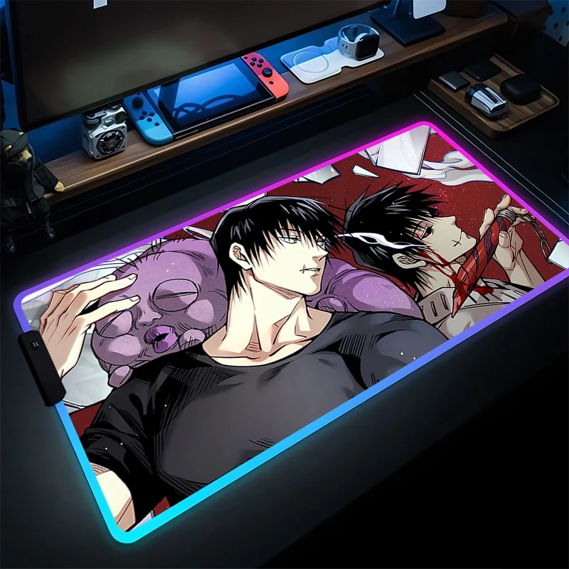 

Mouse Pad LED Computer Laptop Anime J-jujutsu K-kaisen Toji Fushiguro Mousepad RGB Gaming Keyboard Pad Gamer Decoracion Desk Mat