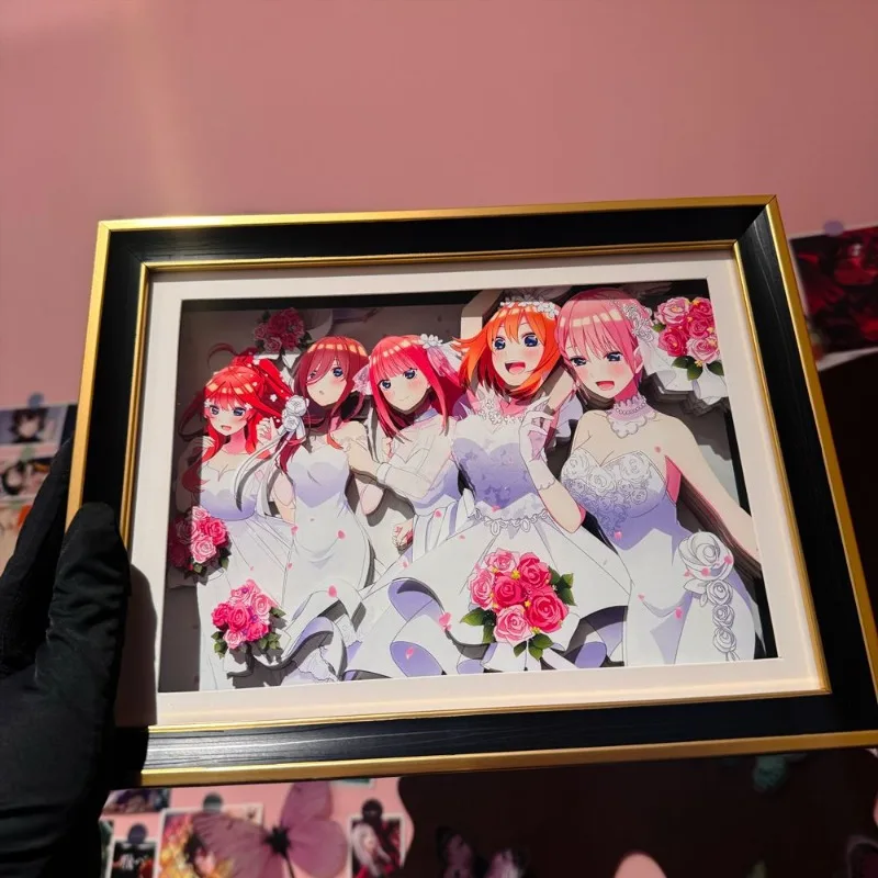 

The Quintessential Quintuplets Nakano Family 3D Paper Sculpture Art with Frame - Miku & Nino Anime Wall Decor, Collectible Gift