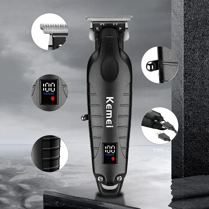 Kemei KM-2293 Hair Clipper Professional Electric Rechargeable Barber Trimmer  Cordless Trimmer Type-c Zero Gapped Cutting