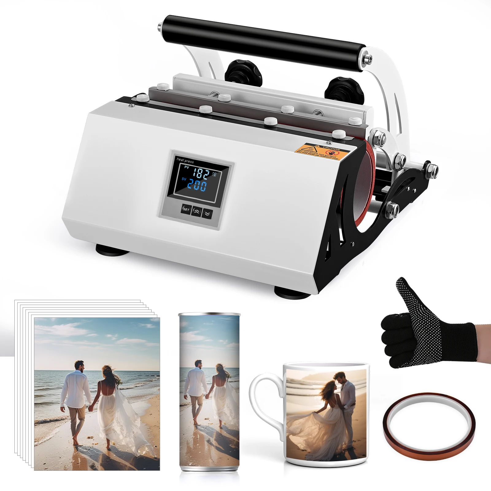 

2024 New 11-30Oz Cup Tumbler Heat Press Touchscreen DIY Gift Ceramic Mug Heat Presser Sublimation Transfer Auto Printing Machine