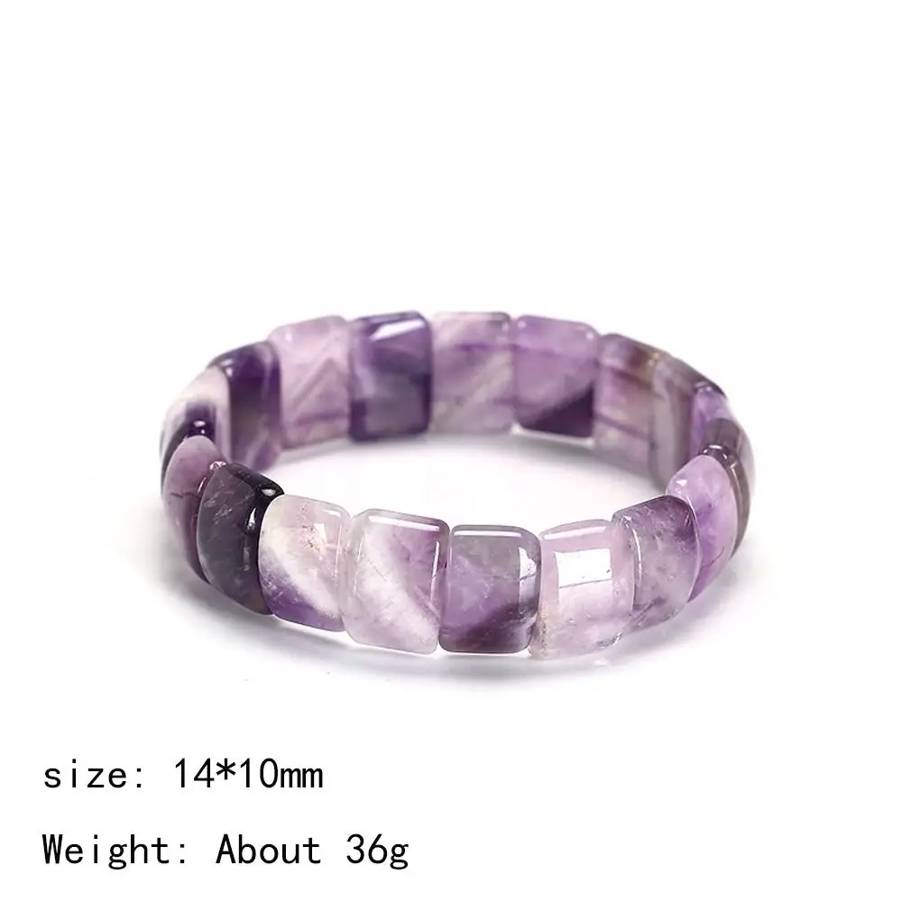 Wrist Bracelet Crystal Bangle Energy Healing Rose Quartz Purple Amethyst Square Beads Bracelet Natural Stone Bracelet