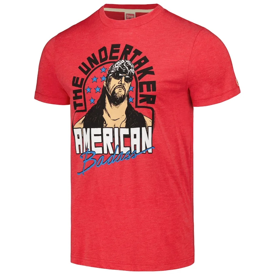 Men's Homage Heather Red  Undertaker American Badass Tri-Blend T-Shirt