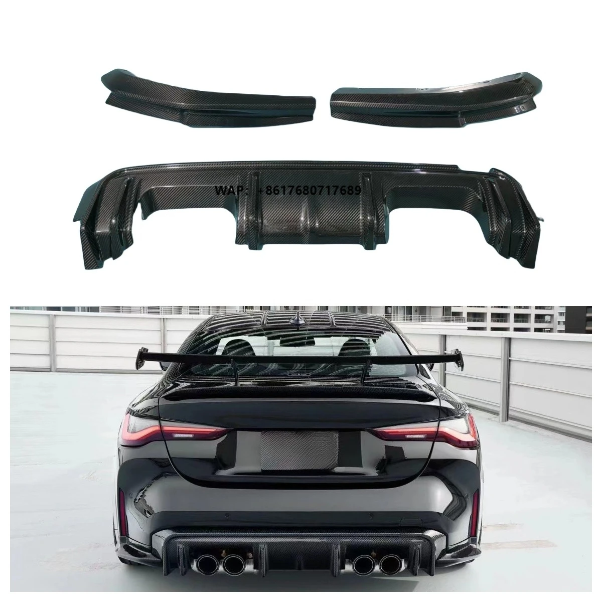 

3D Style Carbon Fiber Rear Diffuser and Rear Bumper Corners for G80 M3 G82 M4