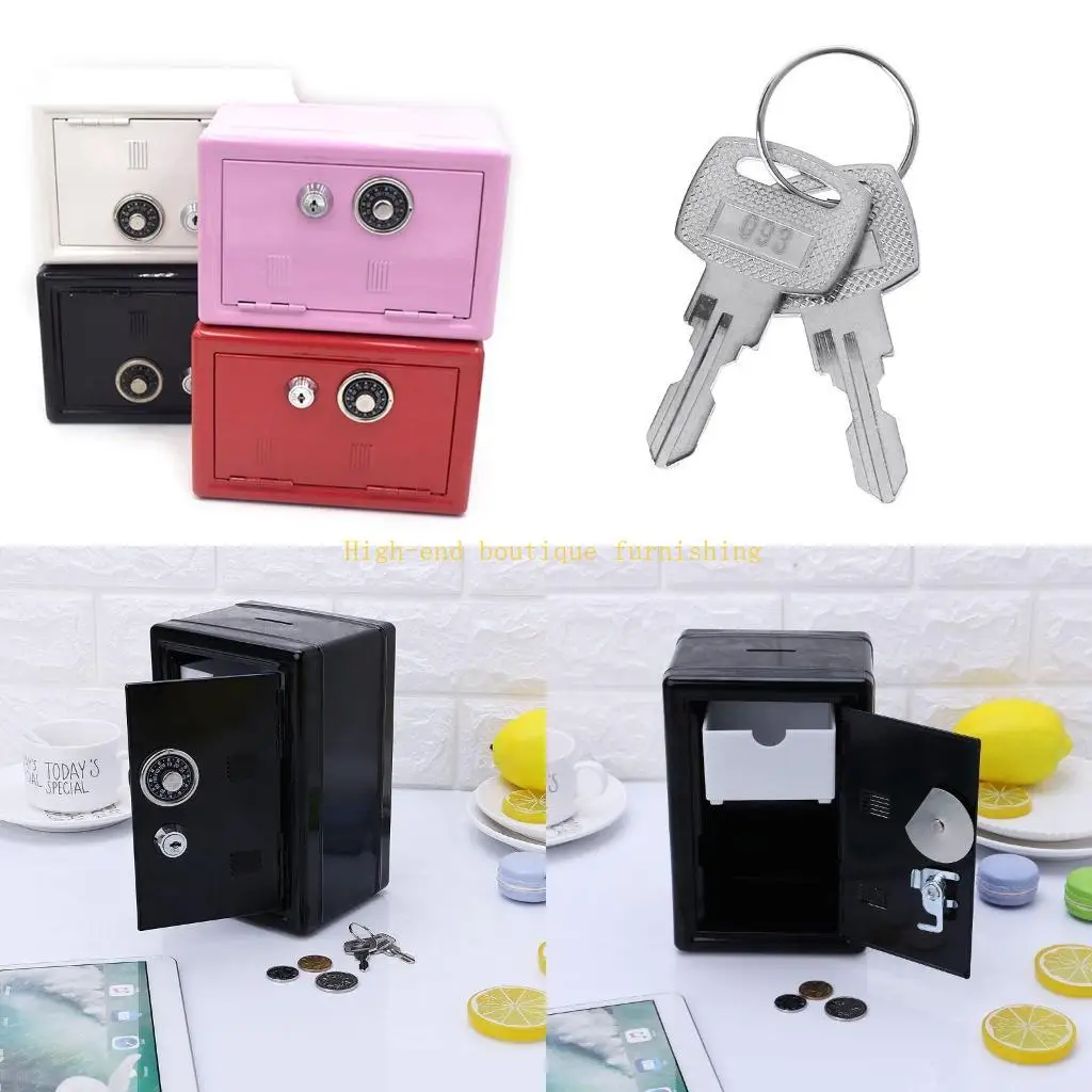 L9NB New Safe Security Metal Money Deposit Cash Savings Saving Box 2 Keys