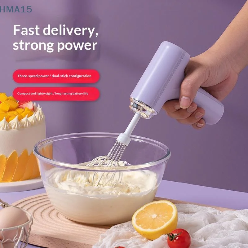 [HM]Rechargeable Handheld Electric Egg Beater Wireless Hand Mixer For Baking Cake Cream Whisk Kitchen Cooking Tool