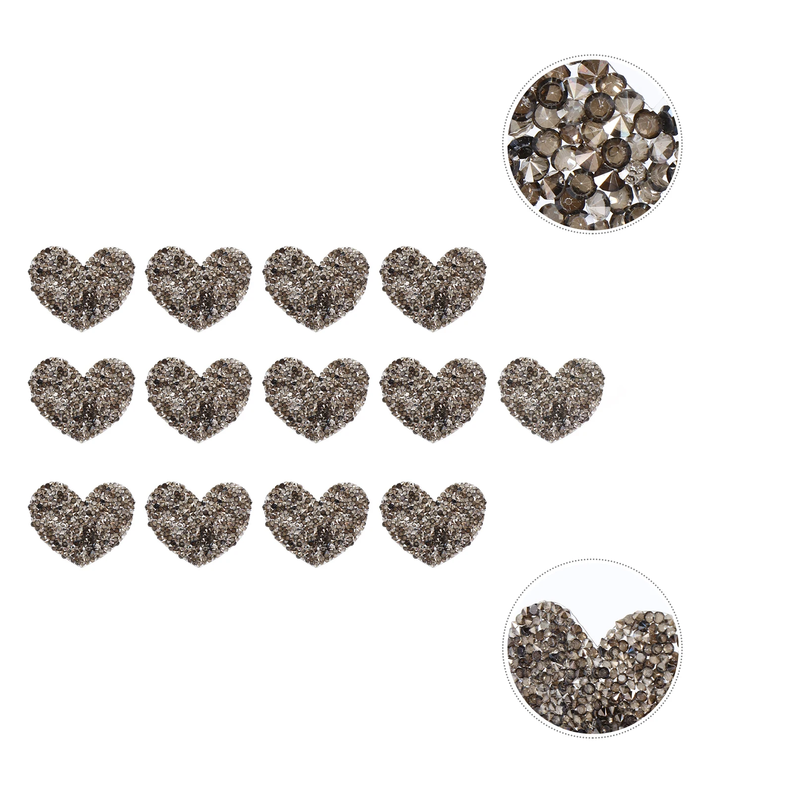 

12pcs Heart Shape Rhinestone Patch Shiny Diy Clothing Applique Stickers For Dress T-Shirts Jackets Sewing Craft Garment