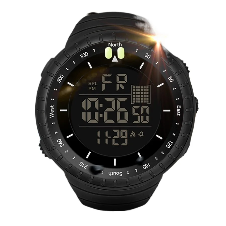 SYNOKE/Watch الرياضة في الهواء الطلق متعددة الوظائف مقاومة للماء والصدمات شاشة كبيرة عرض مضيئة LED ساعة رقمية للرجال