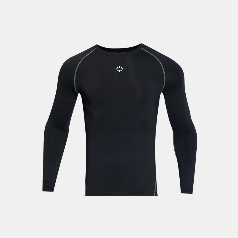 RIGORER Men's Warm Compression Shirt - Long Sleeve Elastic Tight Gym Basketball Training Fitness Base Layer