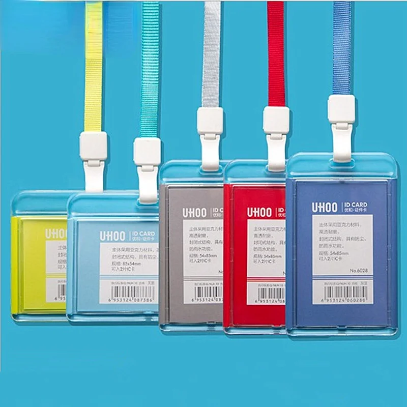 Transparent Acrylic ID Card Badge Holder Staff Access Id Lanyard Card Badge Holder For Office School Exhibition
