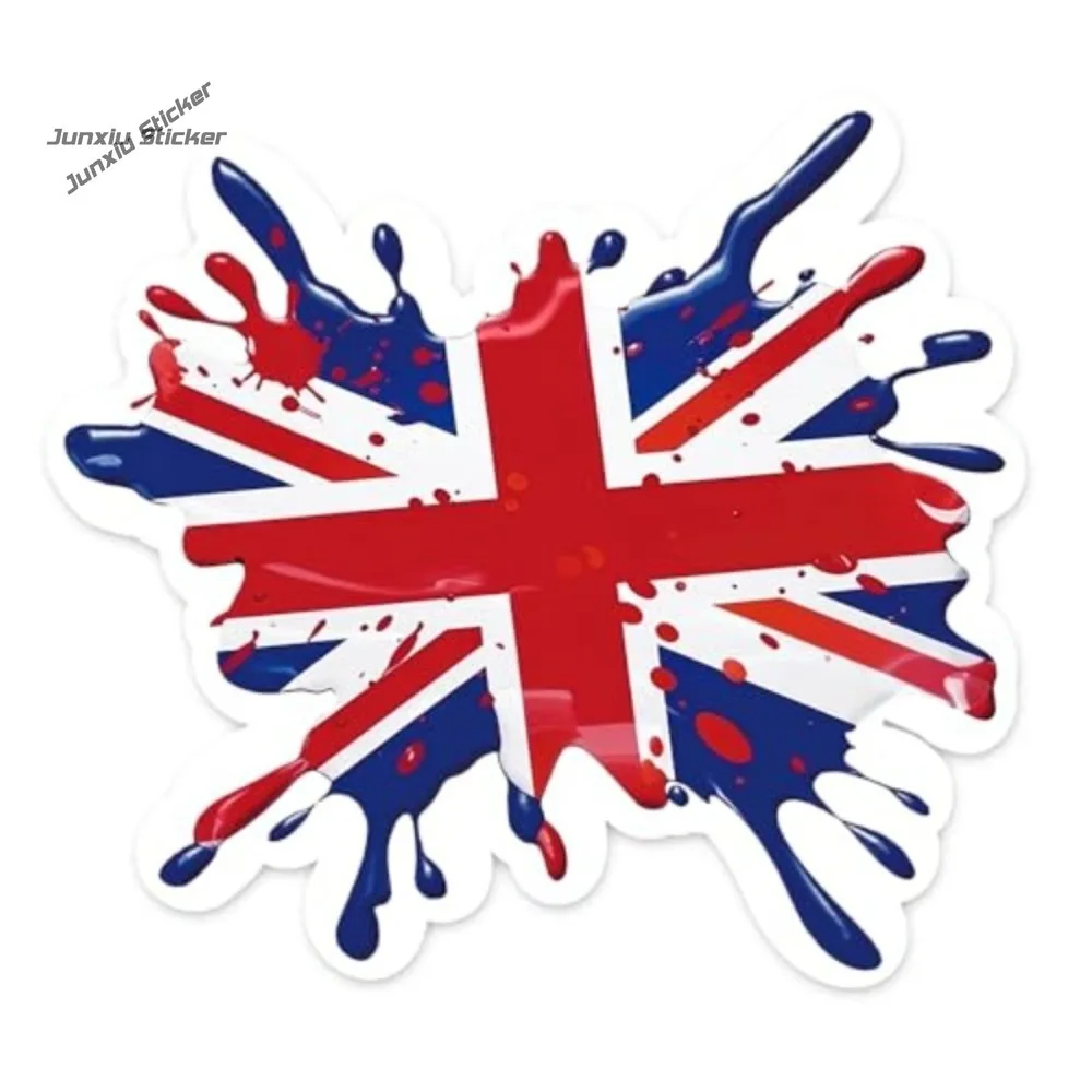 British Flag Logo Stickers | Waterproof Vinyl Retro Water Splash Decals, Red Water Splash Design, 3D Effect for Car, Bike Laptop