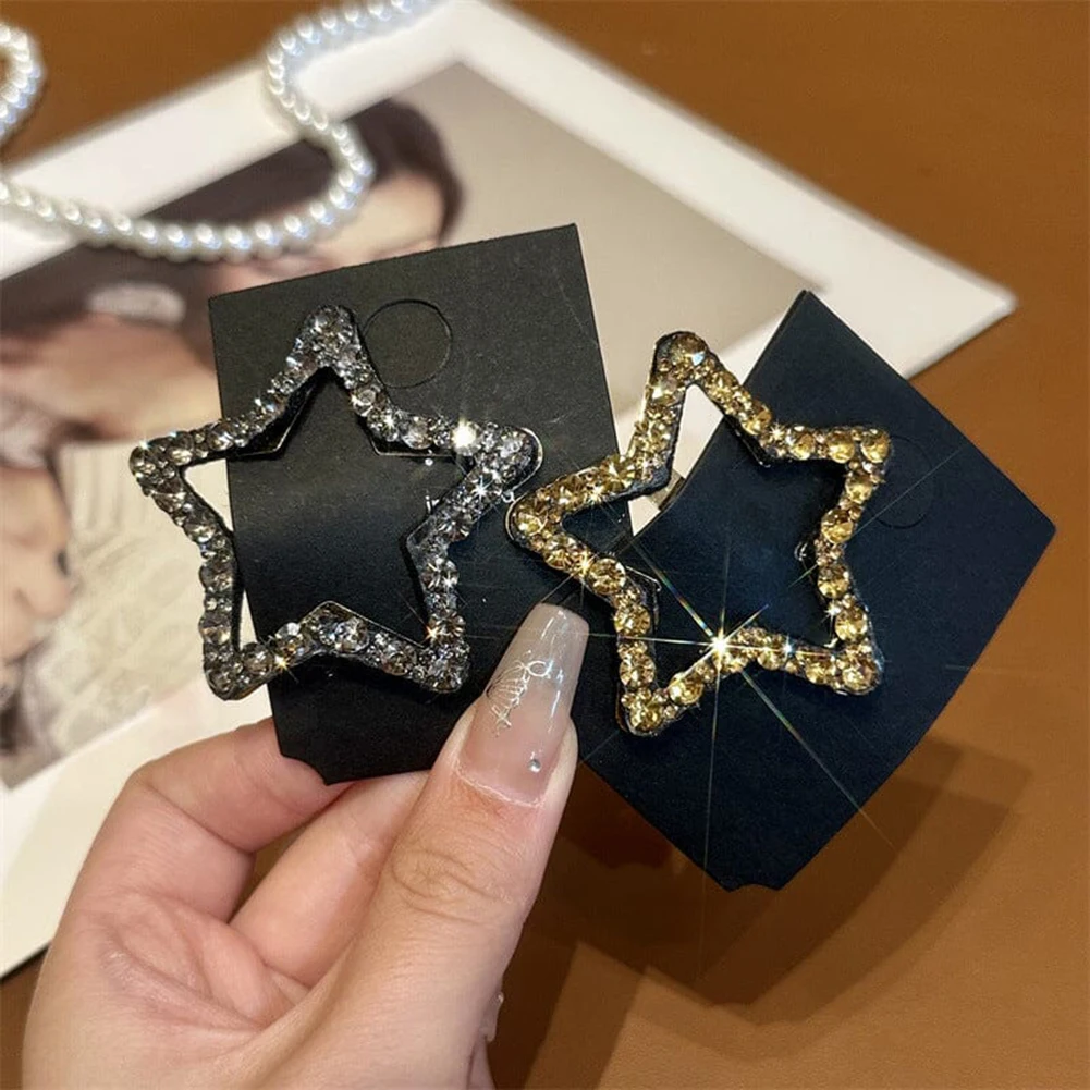 Rhinestone Blings Snaps Hair Clip Barrettes With Star Shape Multipurpose Stable Hair Fixing Clip For Hairdressing