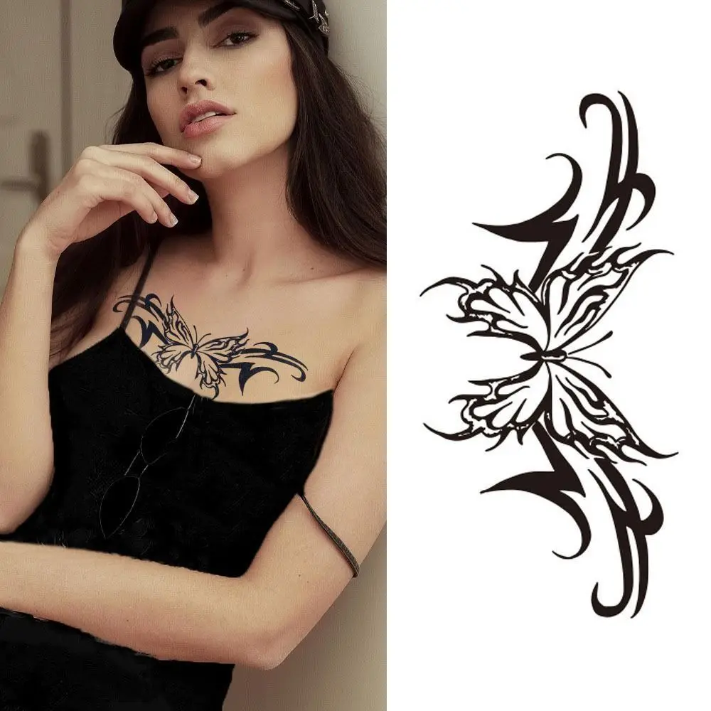 Waterproof Temporary Tattoo Stickers Long-lasting Heart Pattern Butterfly Tattoo Stickers Sweat-proof Personalized