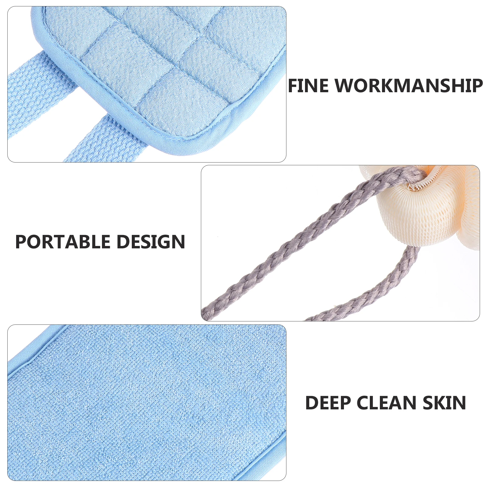 

2Pcs Bath Towel Strap Shower Ball Washcloths Back pulling Strip Flower Polyethylene Scrubber Sponge Body Cleanser Portable Space