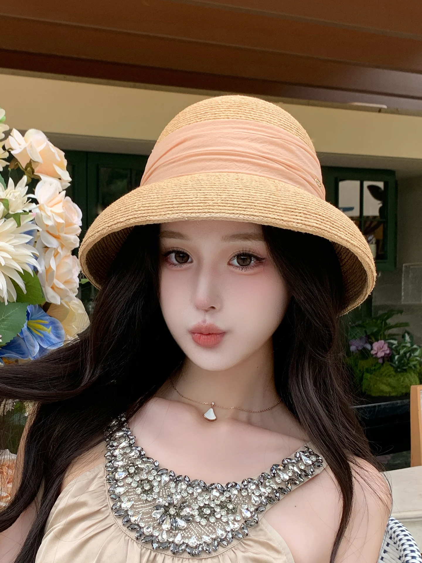 2026-laffite-straw-hat-women's-small-bow-sunshade-hat-hepburn-style-sun-protection-hat-for-vacation-and-travel-non-foldable