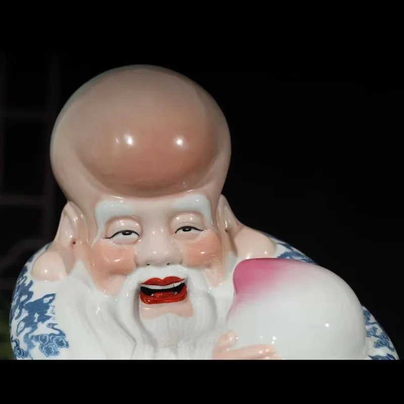 Rare old Chiese Oriental porcelain statue of Santa Claus,Hold the peaches,handmade crafts,Home Decorations, Free shipping