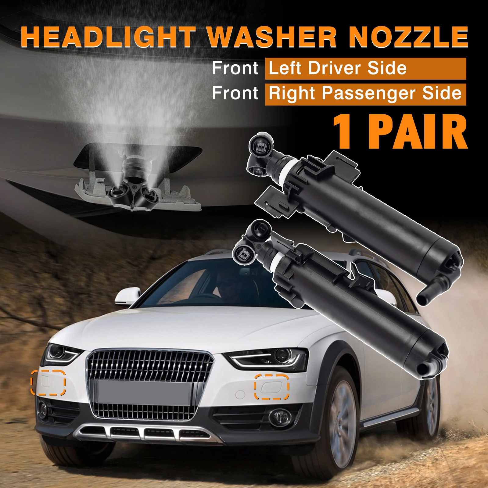

2PCS Headlight Wahser Sparyer Nozzle Pump Cylinder For Audi A4L Allroad Sedan Avant 2007-2015 8KD955102 8K0955102D 8KD955101