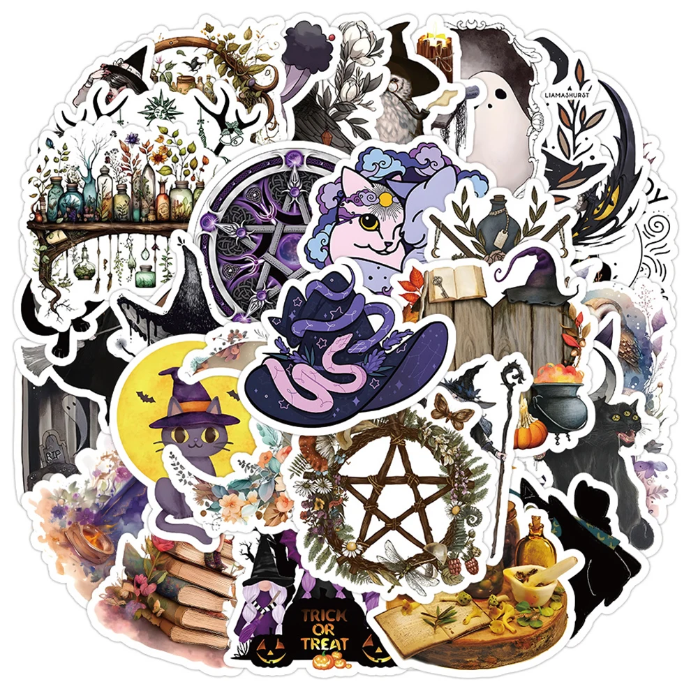 

10/30/50pcs Vintage Gothic Magic World Stickers Deacls DIY Motorcycle Water Bottle Luggage Waterproof Cool Cartoon Sticker Gifts