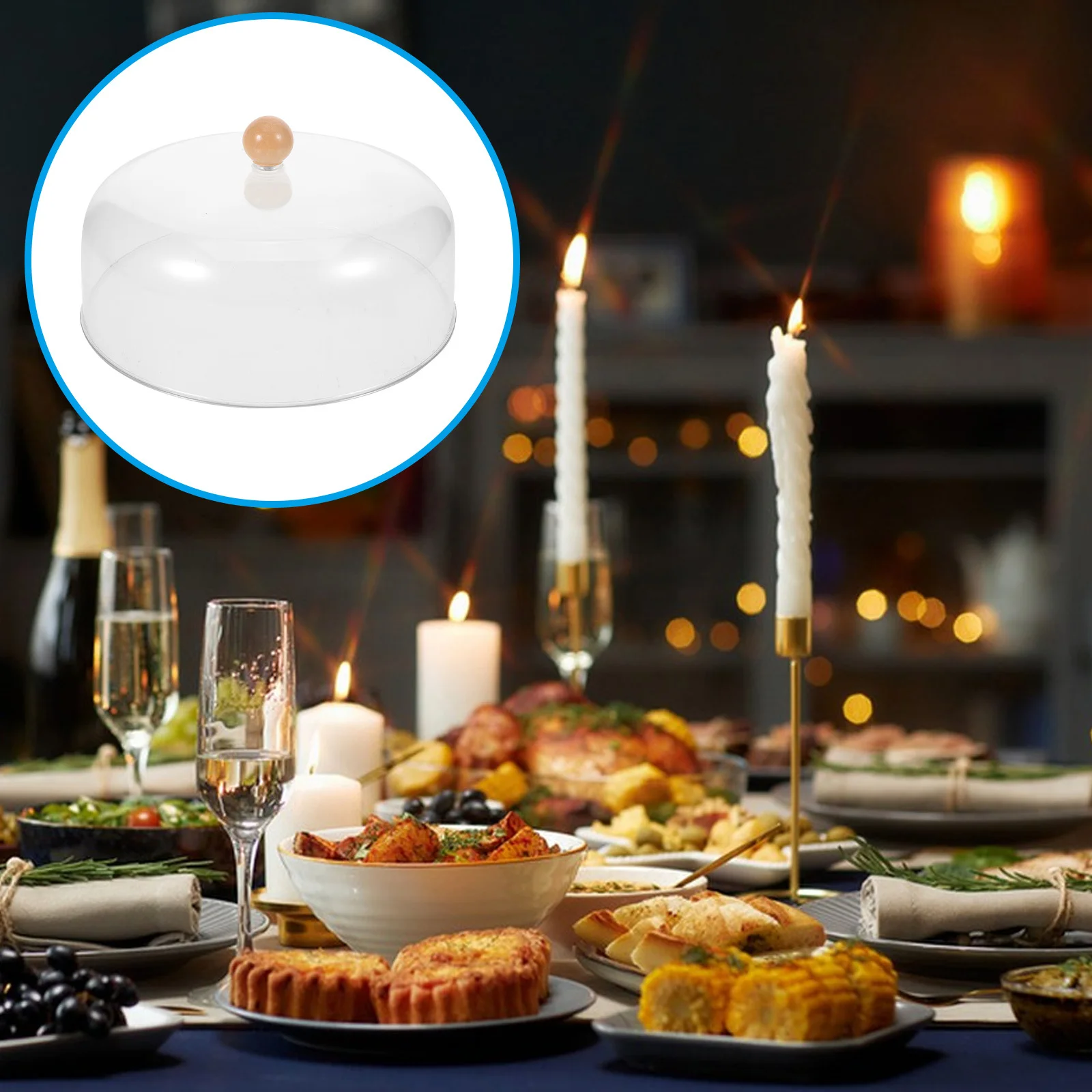 غطاء طعام أكريليك شفاف مقاس 23 سم، غطاء قبة الكيك لعرض المعجنات، تصميم أنيق، أغطية أطباق آمنة ذات حواف ناعمة