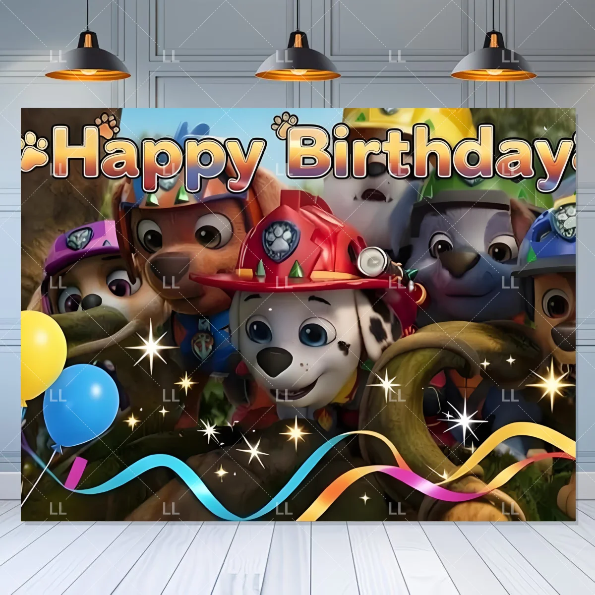Paw Patrol Brave Dinosaur Island Themen-Hintergrund für Kindergeburtstag, Dekoration für Kindergeburtstag, niedlicher Welpenhund, Fotohintergrund für Kinder, Babyparty