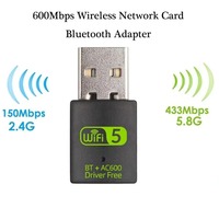 600Mbps USB WiFi Bluetooth Adapter RTL8821CU Dual Band 2.4Ghz 5Ghz Mini Wireless Network External Receiver
