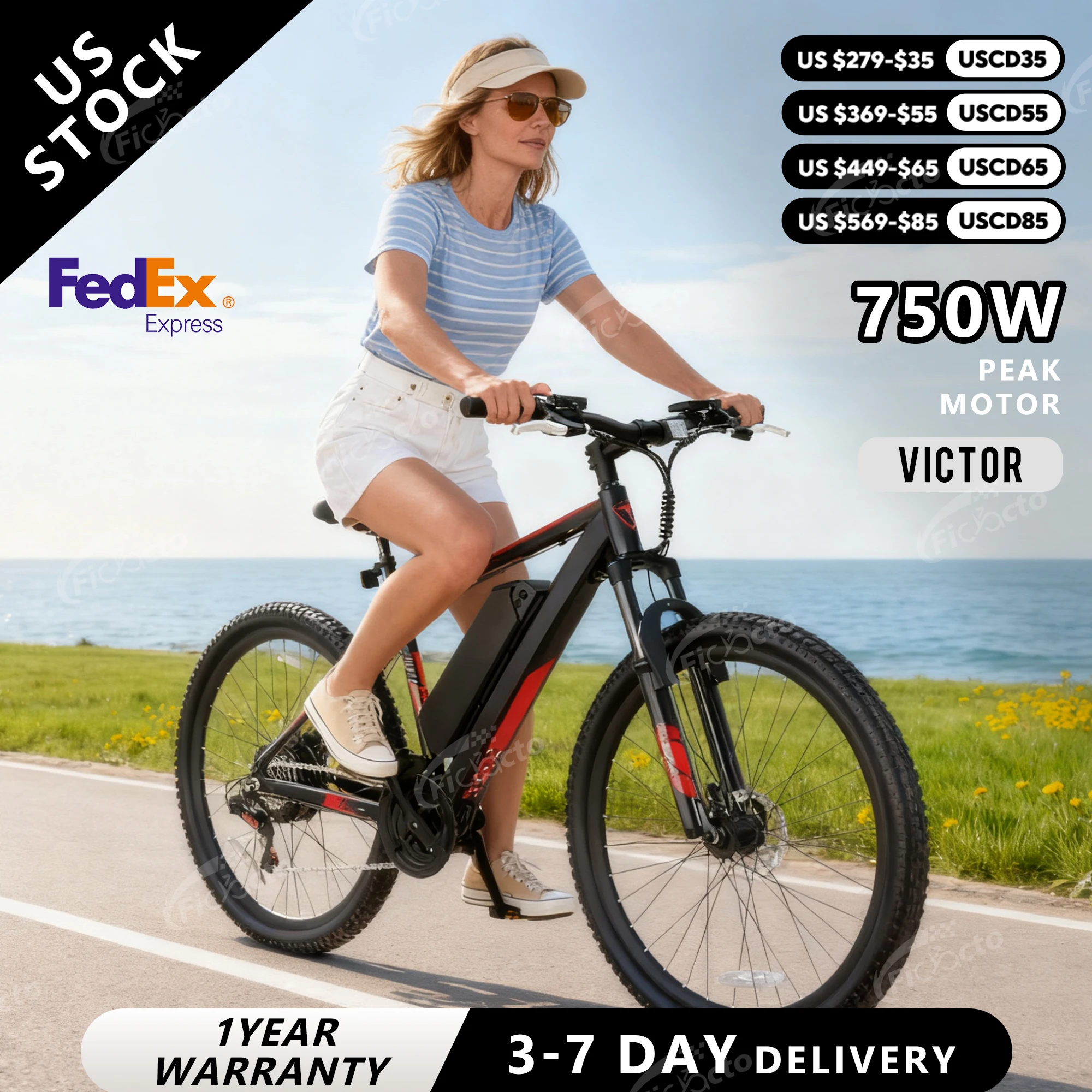 

QNUT Victor3.0 Mountain electric Bicycle 750W Peak 36V 10.4AH 26" Tire All-Terrain E-Bike Urban off-road Commuter Adult E-bike