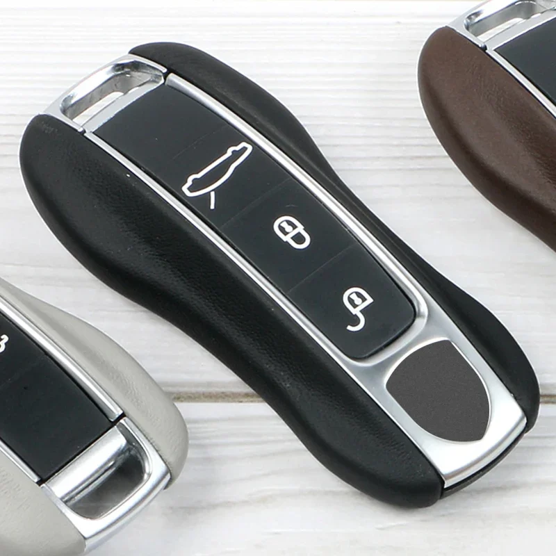 Leather Car Key Case For Porsche Cayman Cayenne Panamera Macan Boxster 911 9ya 971 Shell Protection Remote Car Key Cover