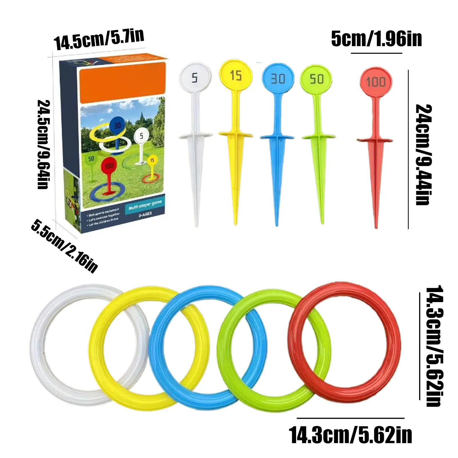 แหวนโยนที่มีสีสัน Interactive Toss เกม Backyard กีฬาเล่นของเล่นสําหรับครอบครัวเพื่อนเด็กวัยรุ่นเด็กผู้หญิงเด็กสนามหญ้า