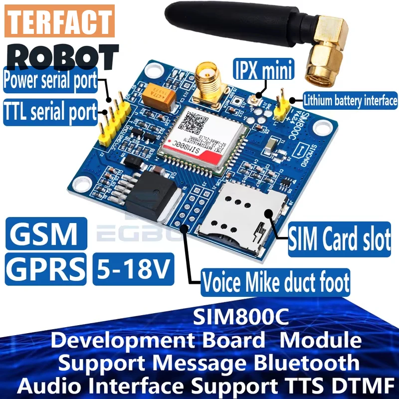 

SIM800C Development Board GSM GPRS Module Support Message Bluetooth Audio Interface Support TTS DTMF New Arrival