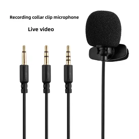 MC01A Portable External 3.5mm Hands-Free Mini Wired Collar Clip Lapel Lavalier Microphone for PC Laptop Lound Speaker
