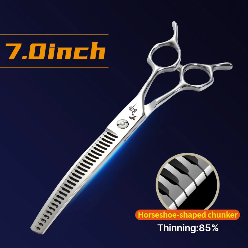 Fenice 7,0/7,5 Zoll Professionelle Hundepflegeschere Gebogene Effilierschere für Hundegesicht Körper Cutiing JP 440C Hohe Qualität