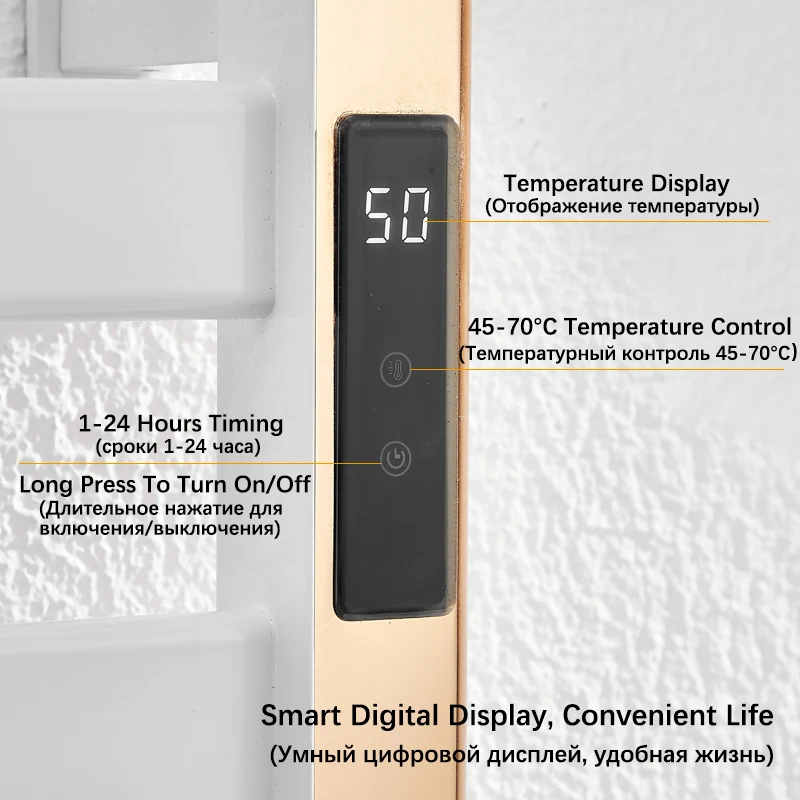 Imagem -04 - Secador de Toalha de Display Digital de Banheiro. Trilho de Toalha Elétrico de Camada Simples Dupla. Aquecedor de Toalha de Banho de Luxo Leve. Toalheiro Aquecido.