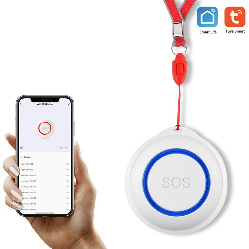 TUYA Smart WiFi Wireless SOS Emergency Home Burglar Alarm Sensor Panic Button For Old Man Personal Self-Defense Smart Life App