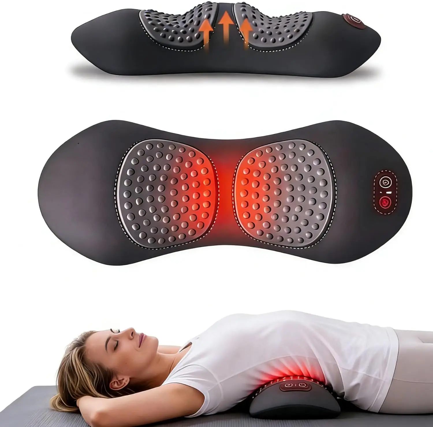 3 in 1 Massage Lumbar Pillow, Equipped with Heating, Vibration, and Traction Functions Spine Triple Fusion Back Massager