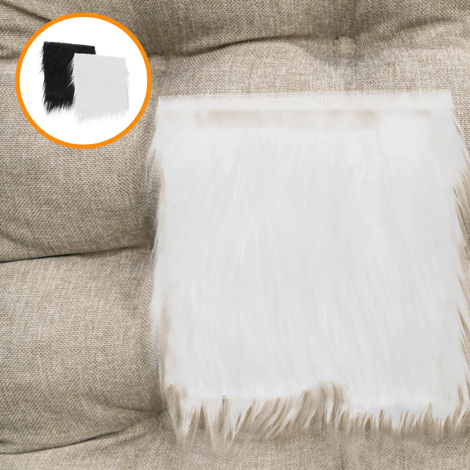 

2Pcs Square Long Hair Faux Fabric Soft Luxury Artificial Fabric for Craft Making DIY Clothing Black White Faux Fur for Crafts