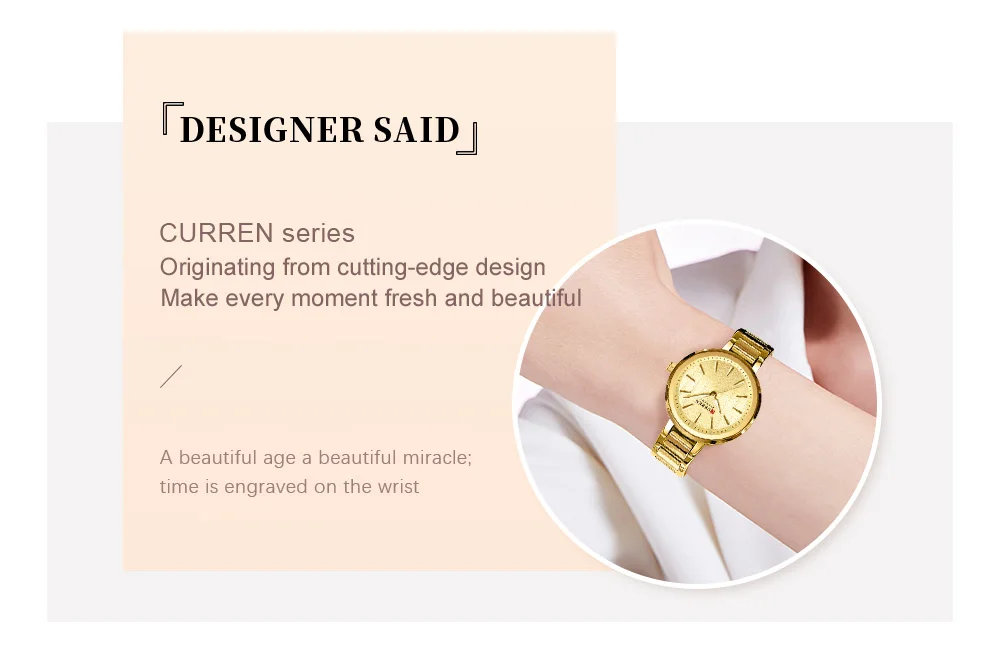 CURREN Elegante Schlichtheit Quarz-Zifferblatt-Uhr für Damen Schlankes Luxus-Zifferblatt mit Leuchtzeigern Armbanduhr für Damen – Detail 4