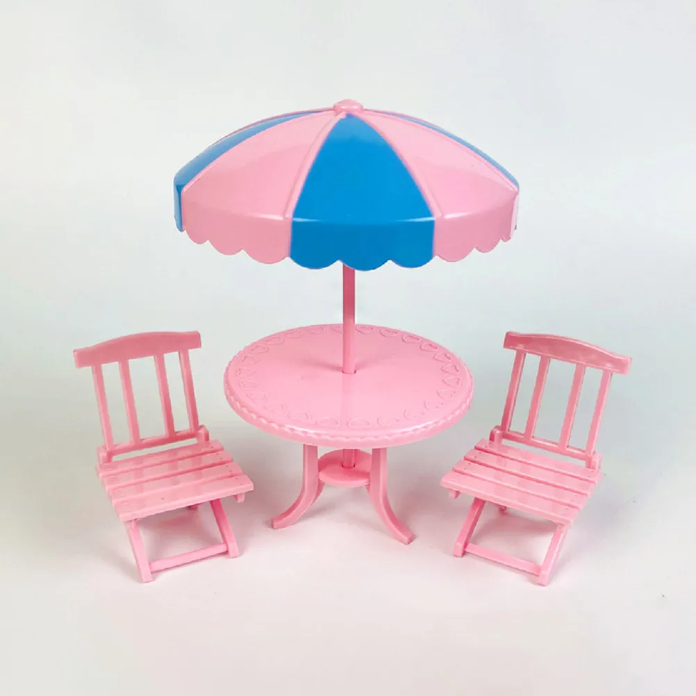 1Set Mini Beach Chair Table Umbrella Set Miniature Landscape Decoration Prop Lifelike Mini House Furnishing Chic Design - view 5