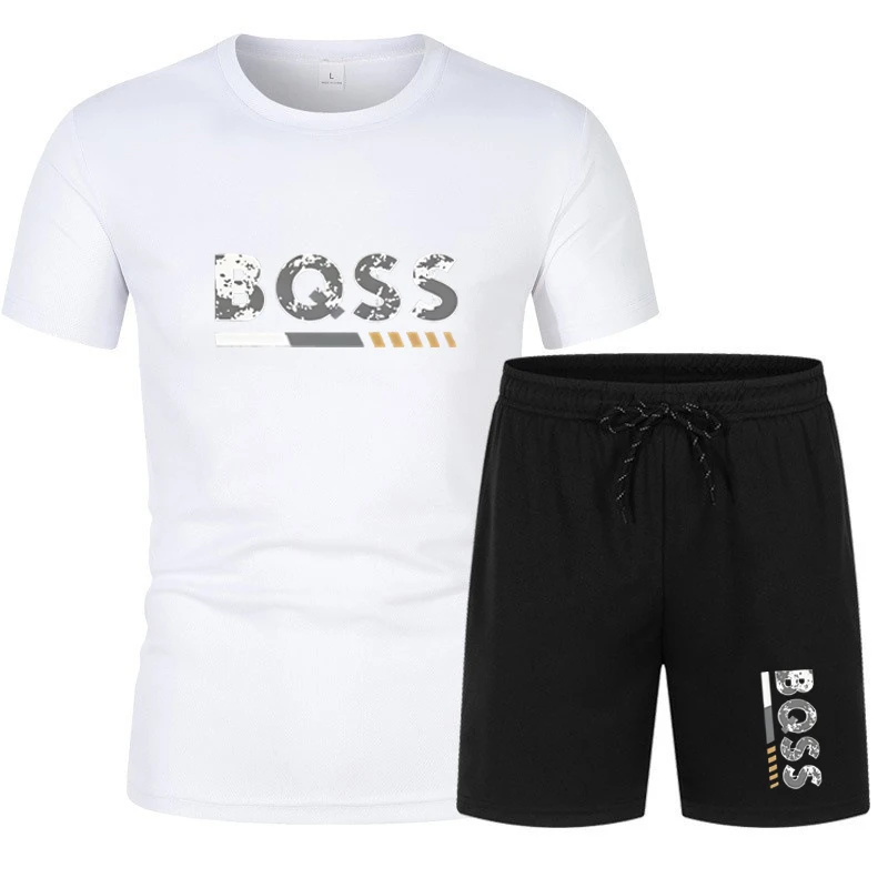 Conjunto deportivo de verano de manga corta para hombre, conjunto de dos piezas, conjunto deportivo de verano de secado rápido para hombre, camiseta de manga corta de malla transpirable y